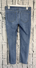 Free People Button Fly Raw Hem Ankle Blue Denim Skinny Jeans Size 28