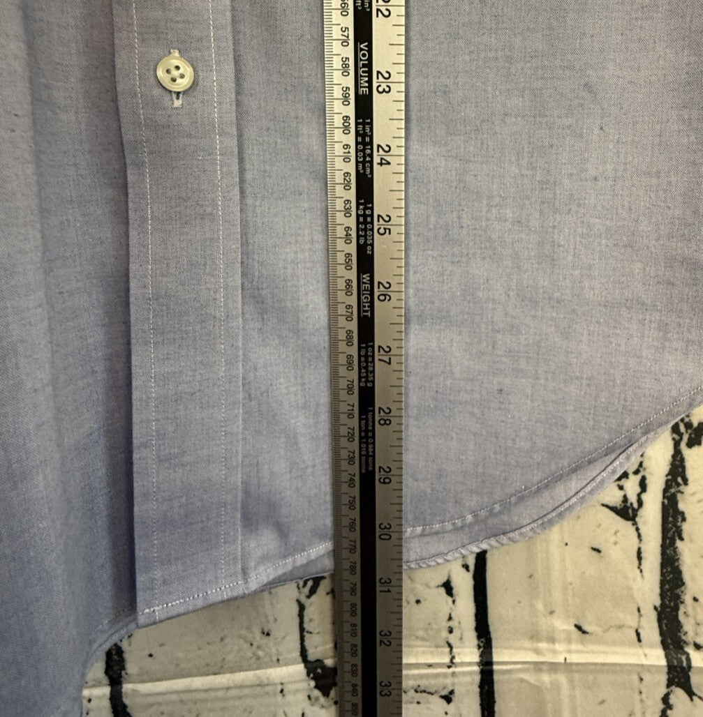 Lauren Ralph Lauren Button Down Mens 15.5 34/35 Blue Classic Fit Non Iron Shirt