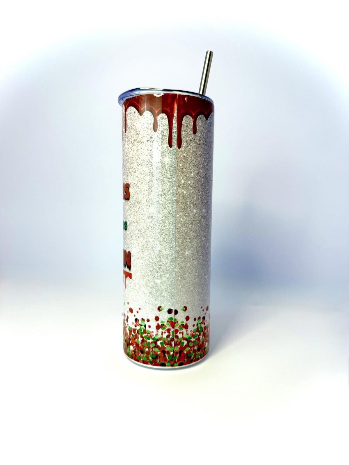 20 oz Slayin Christmas Stainless Steel Tumbler with Lid, Straw