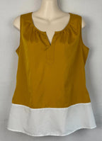 Banana Republic Womens Blouse Sz M 2-Tone Gold and White Polyester Sleeveless
