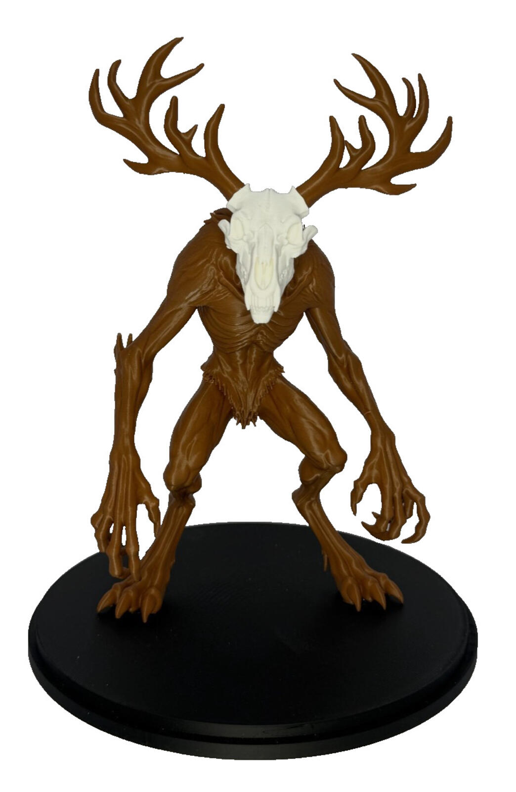 3D Printed Wendigo - 9 in - Brown and White PLA - with base