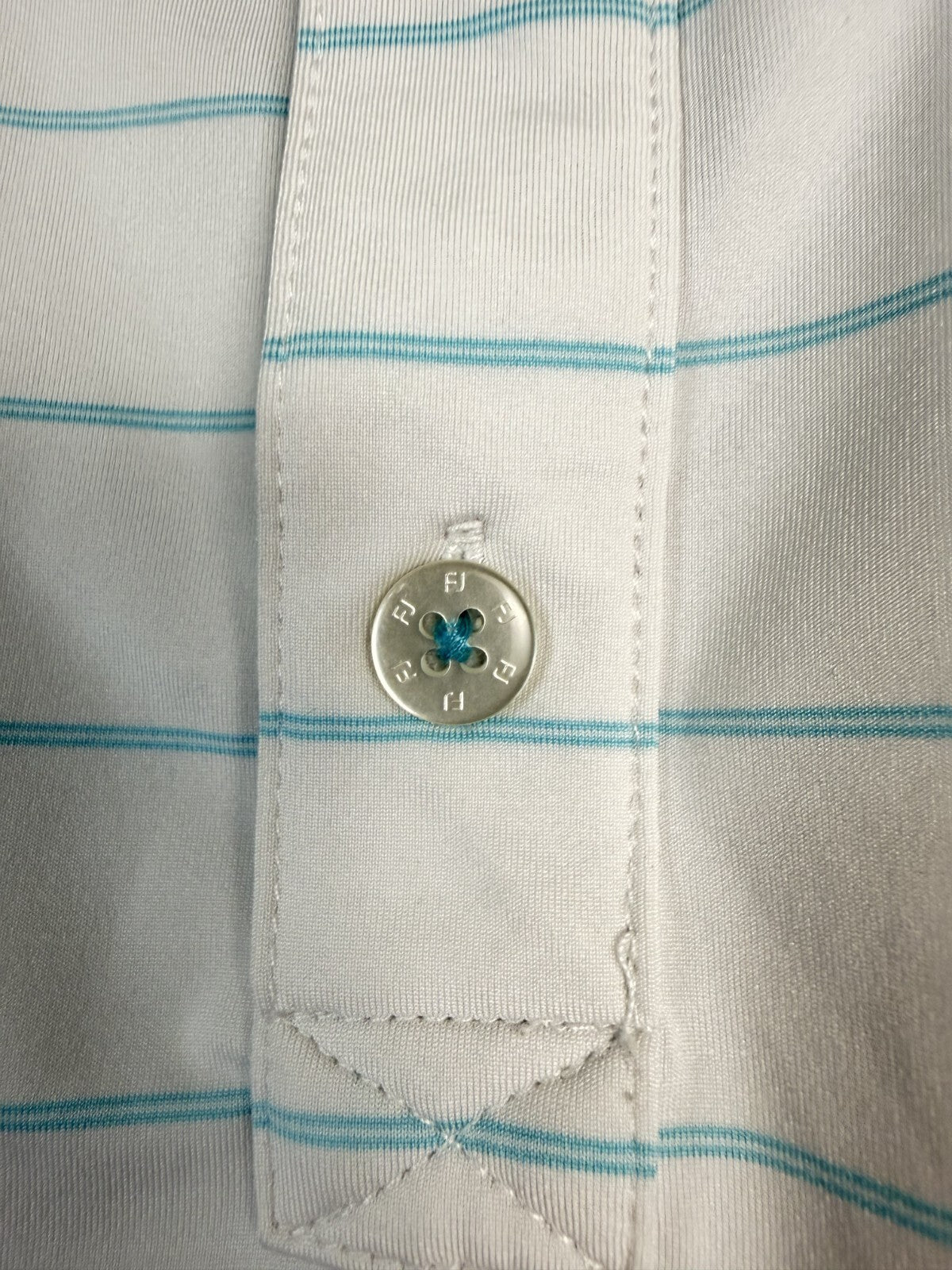 FJ FootJoy Polo Shirt Mens Size XL Light Blue Striped Casual Golf Short Sleeve