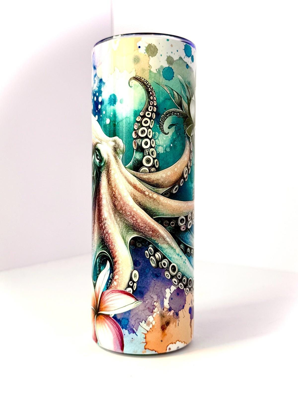 20 oz Octopus Stainless Steel Tumbler with Lid, Straw