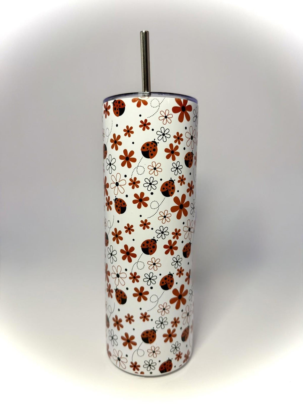 20 oz LadyBug Stainless Steel Tumbler with Lid, Straw
