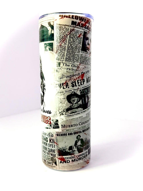 20 oz Horror Movie Girl Stainless Steel Tumbler with Lid, Straw Halloween