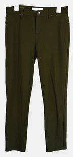 Calvin Klein Womens Pants 10 Green Straight Pant Leggings Zip Viscose