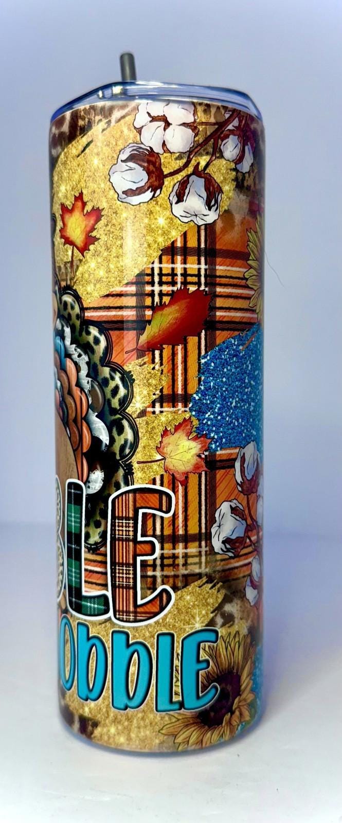 20 oz Gobble Til you Wobble Stainless Steel Tumbler with Lid, Straw