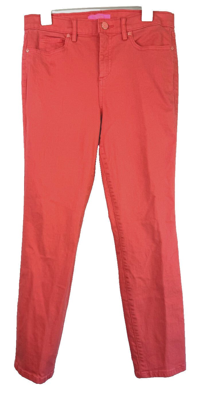 Lilly Pulitzer Womens Jeans Sz 10 Coral Pink Straight Cotton Stretch Skinny