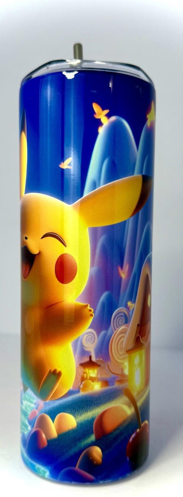 20 oz Pikachu Stainless Steel Tumbler with Lid, Straw ~ Pokemon