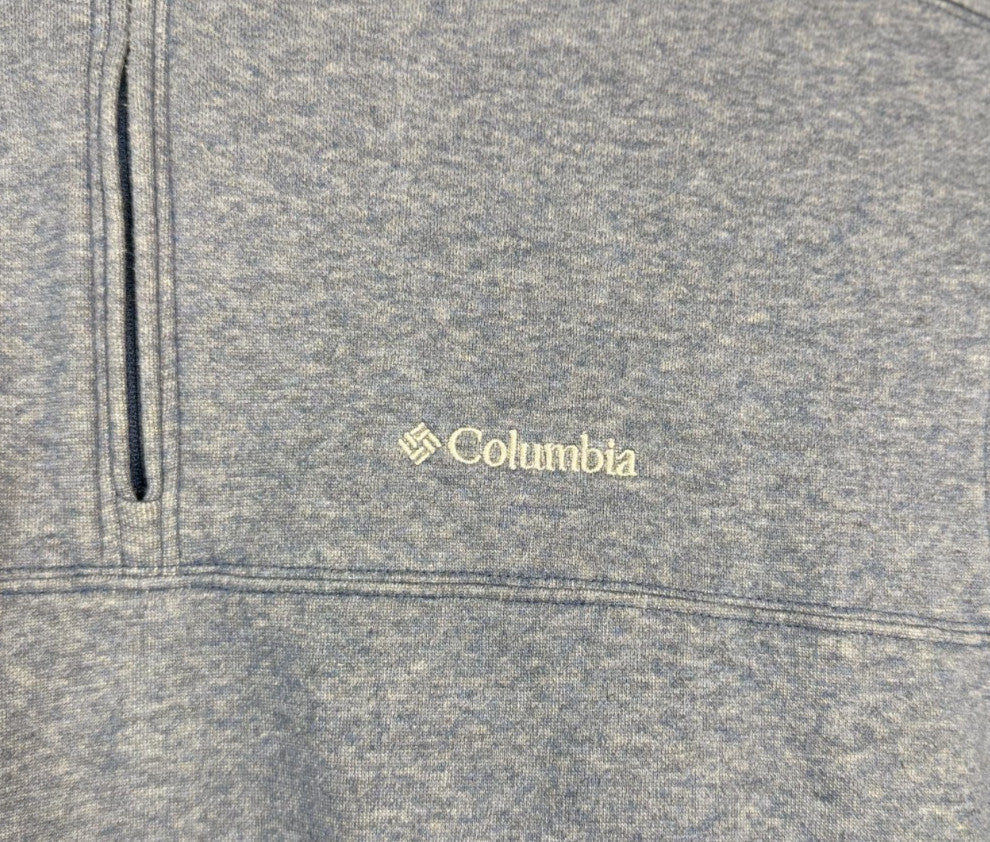 Columbia Sweatshirt Mens Large Blue Quarter Zip Fleece Mock Neck AM6771 Logo