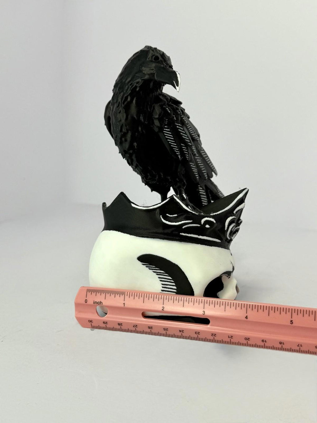 King Skull with Crow 3D Printed PLA - 7 Inch