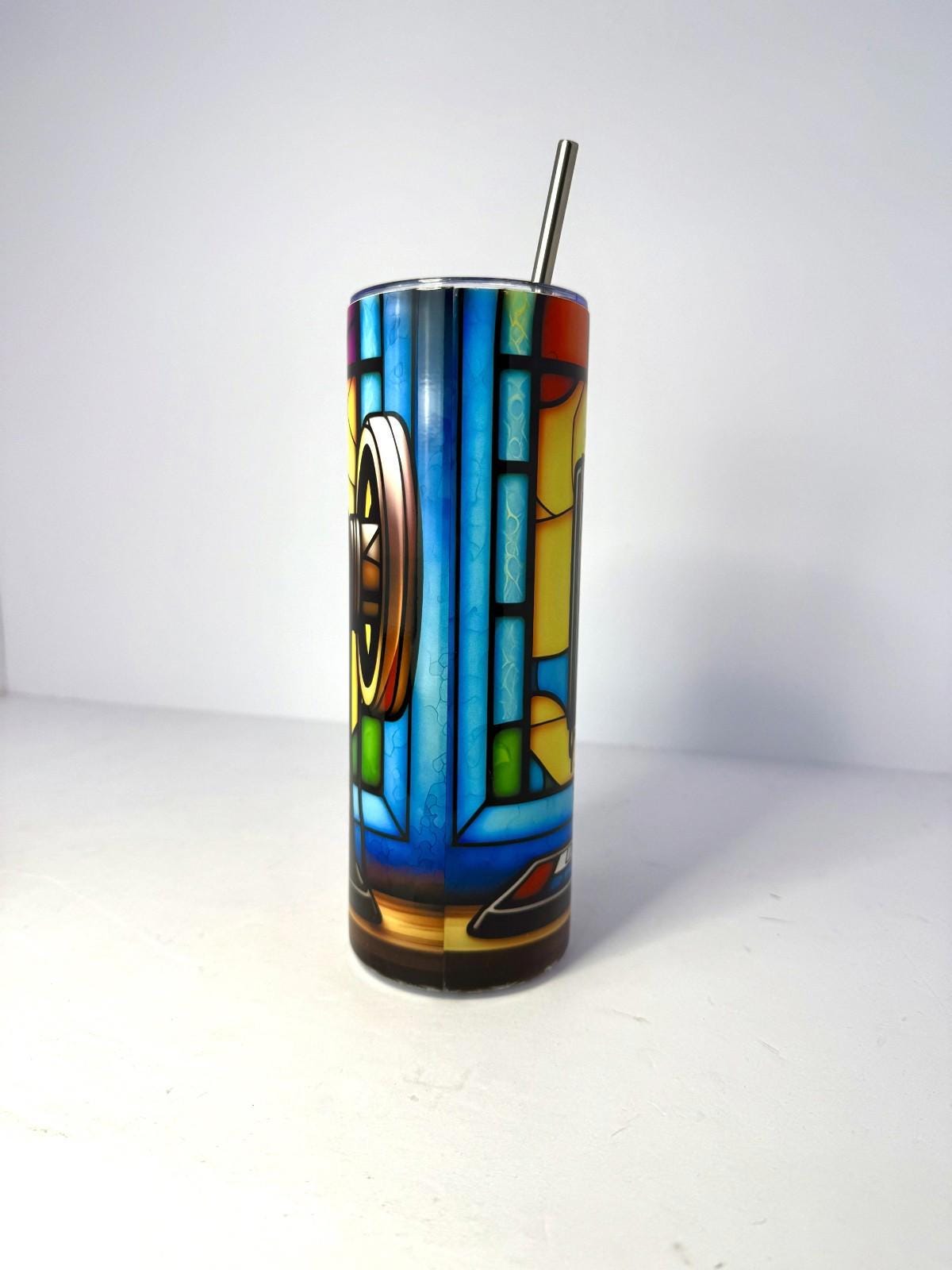 20 oz Stain Glass Sewing Stainless Steel Tumbler with Lid, Straw