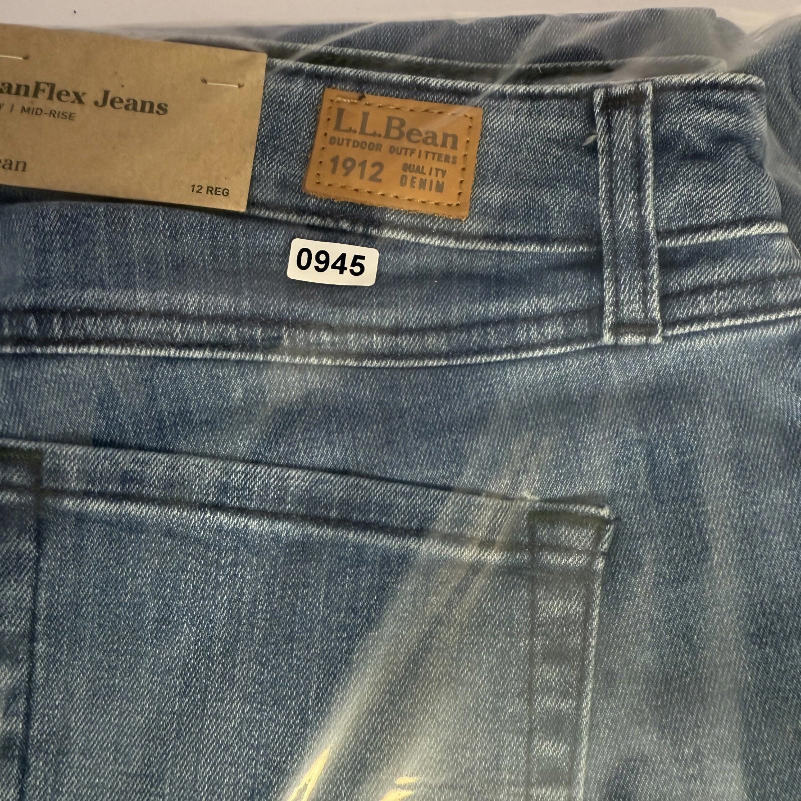 NEW LL Bean Flex Jeans Womens 12 Regular Skinny Mid Rise Stretch Denim 30x30