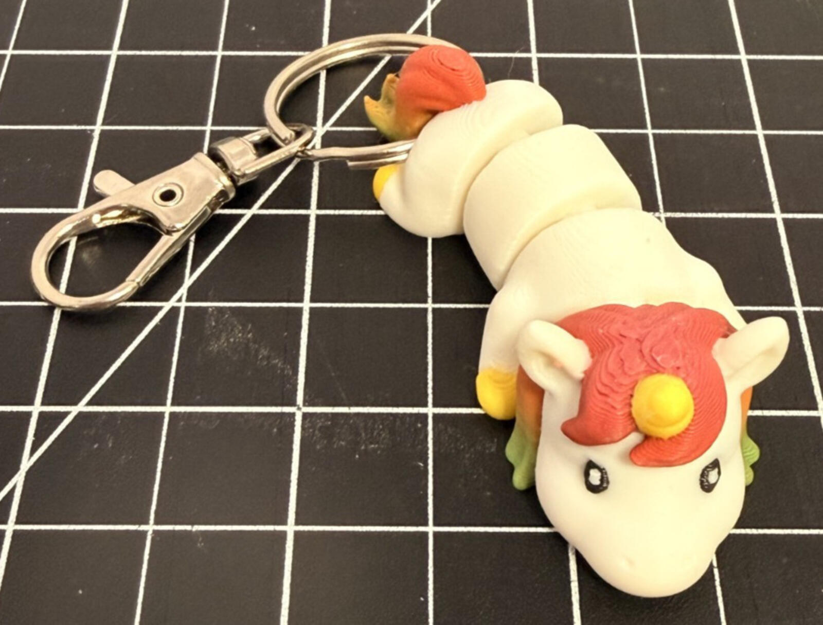 3D Printed Articulated Rainbow Unicorn Keychain - 3 1/2 inches