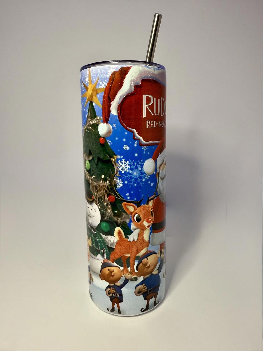 20 oz Rudolph Stainless Steel Tumbler with Lid, Straw