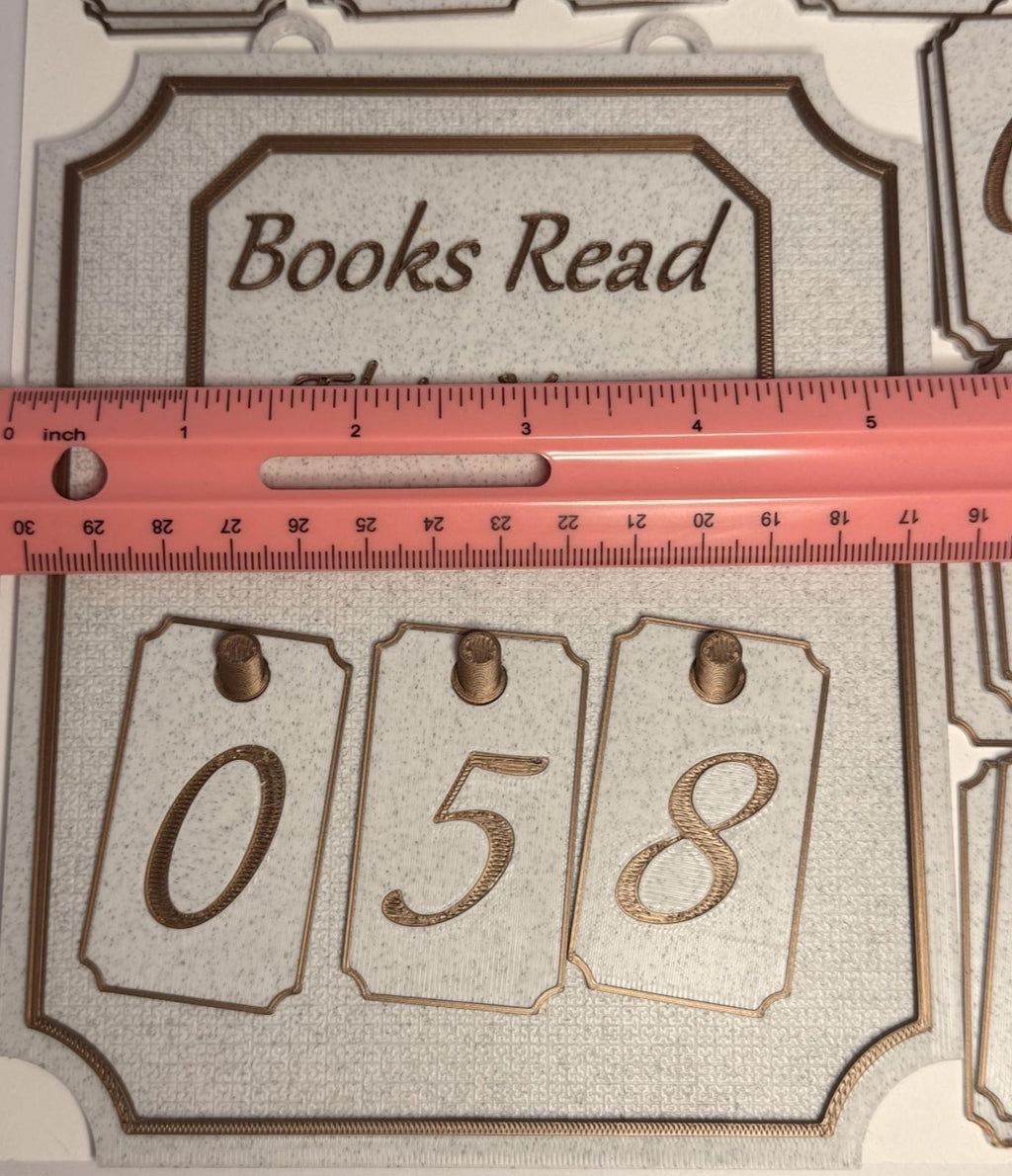 Books Read Counter - 3D Printed PLA - Marble and Bronze - Includes All Numbers