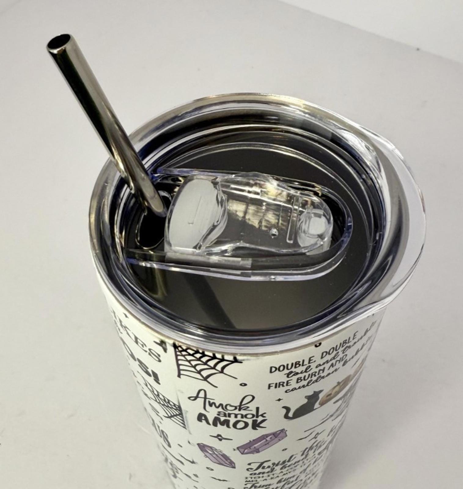 20 oz Hocus Pocus Stainless Steel Tumbler with Lid, Straw Halloween