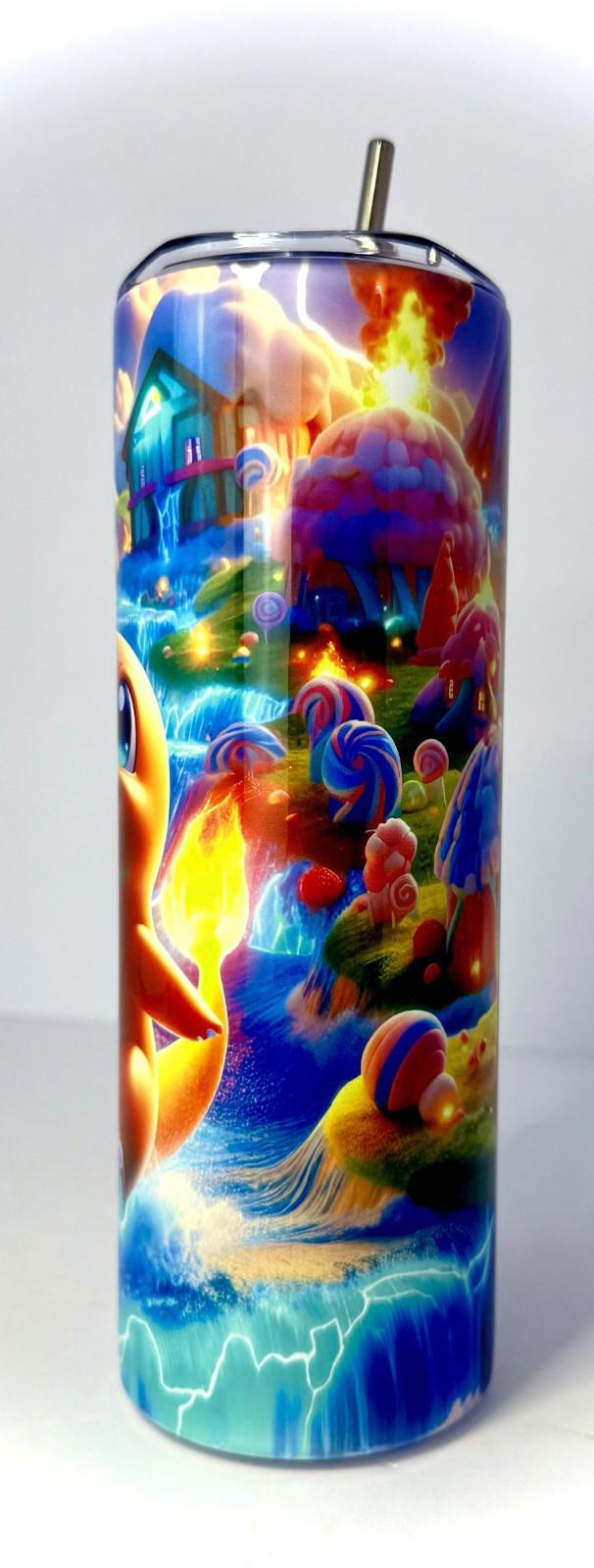 20 oz Charmander Stainless Steel Tumbler with Lid, Straw ~ Pokemon