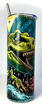 20 oz T-Rex Stainless Steel Tumbler with Lid and Straw
