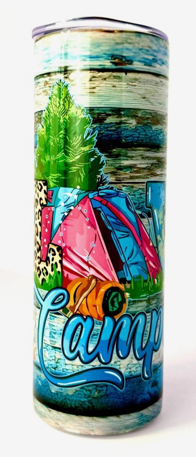 20 oz Love Camping Stainless Steel Tumbler with Lid, Straw