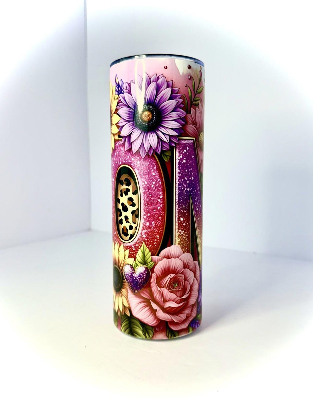 20 oz Flower Mom Stainless Steel Tumbler with Lid, Straw