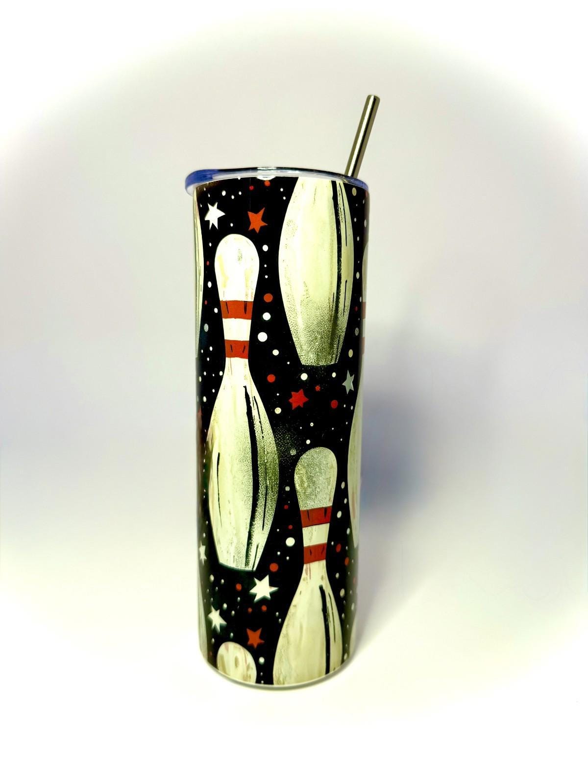 20 oz Vintage Bowling Stainless Steel Tumbler with Lid, Straw