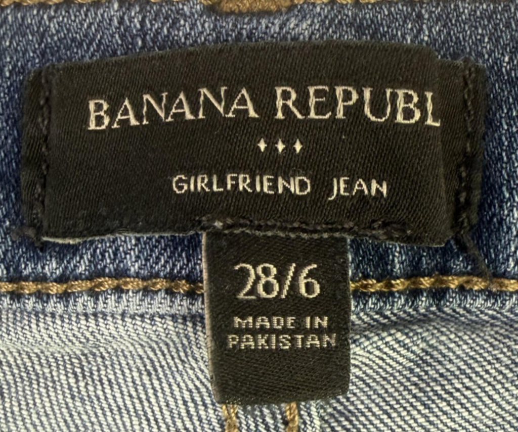 Banana Republic Girlfriend Jeans Womens 28/6 Dark Wash Straight Leg Denim