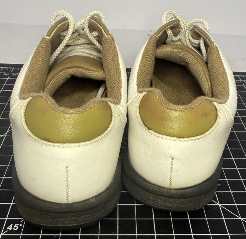 FootJoy Womens Golf Shoes Size 7.5 Oxford Two Tone Tan White Spikes Lace Up