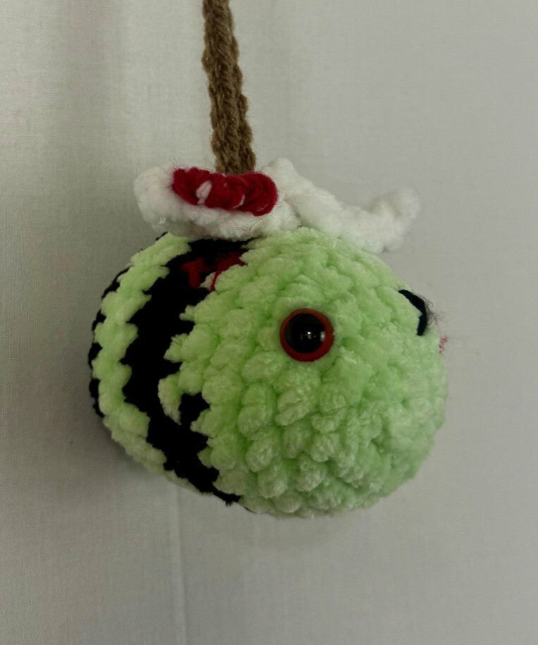 Handmade Crocheted High Quality Zombie Bee Car Hanger - 2.5 Inches