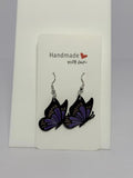 Butterfly Earrings 3D Printed PLA Black and Purple