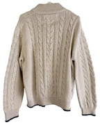 Eddie Bauer Sweater Mens XL Cream Cable Knit Quarter Button Mock Neck Pullover