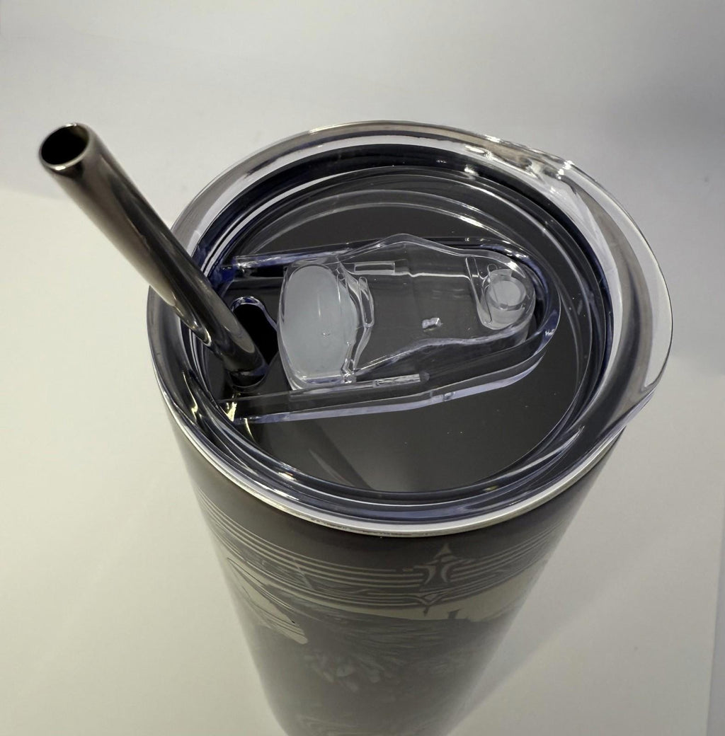 20 oz Norse Raven Stainless Steel Tumbler with Lid, Straw