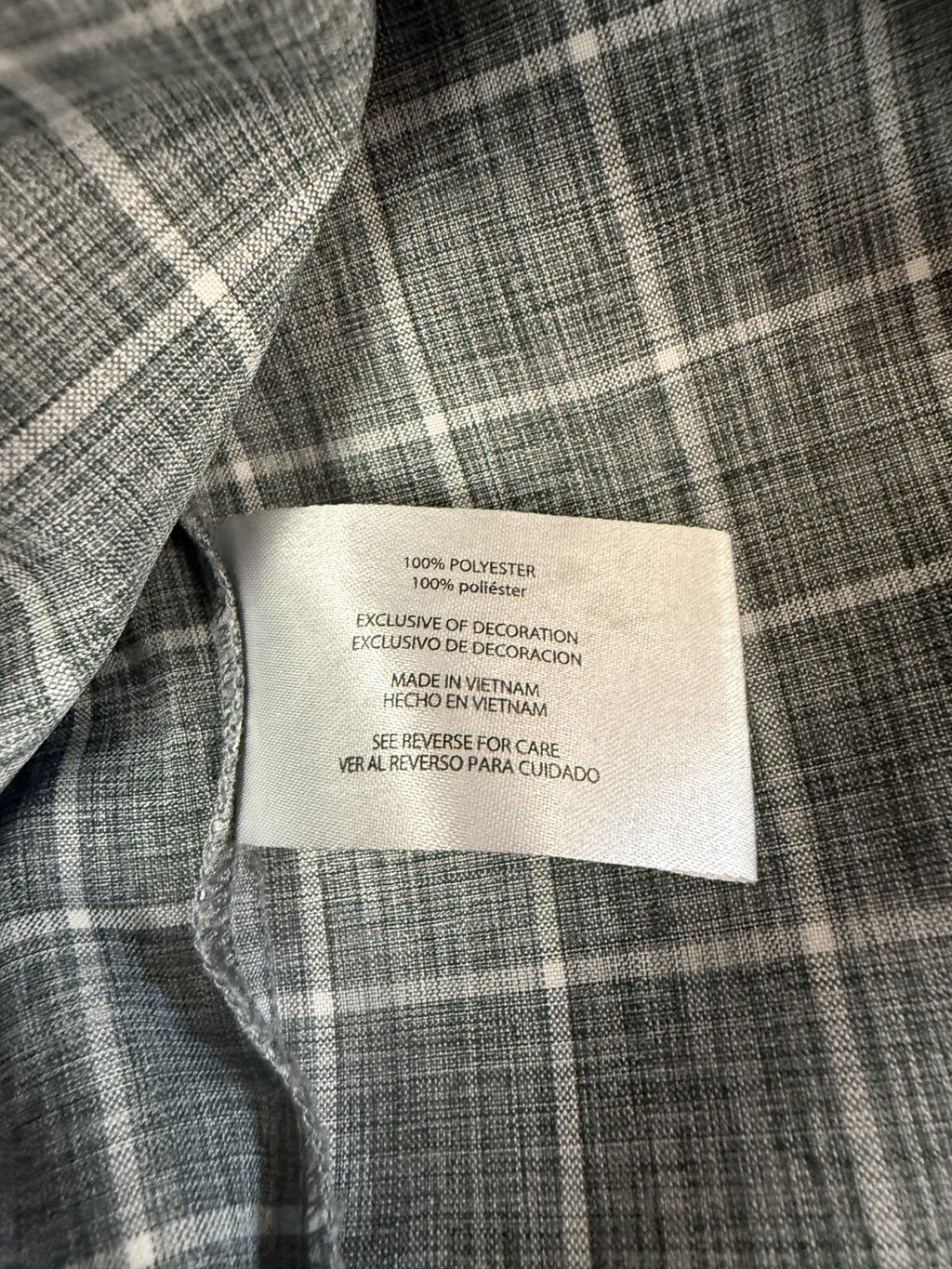 Orvis Mens XL Gray Windowpane Check Tech Short Sleeve Button Up Shirt