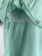 Columbia PFG 2XL XXL Solid Short Sleeve Button-Down Shirt Green Fishing Pockets