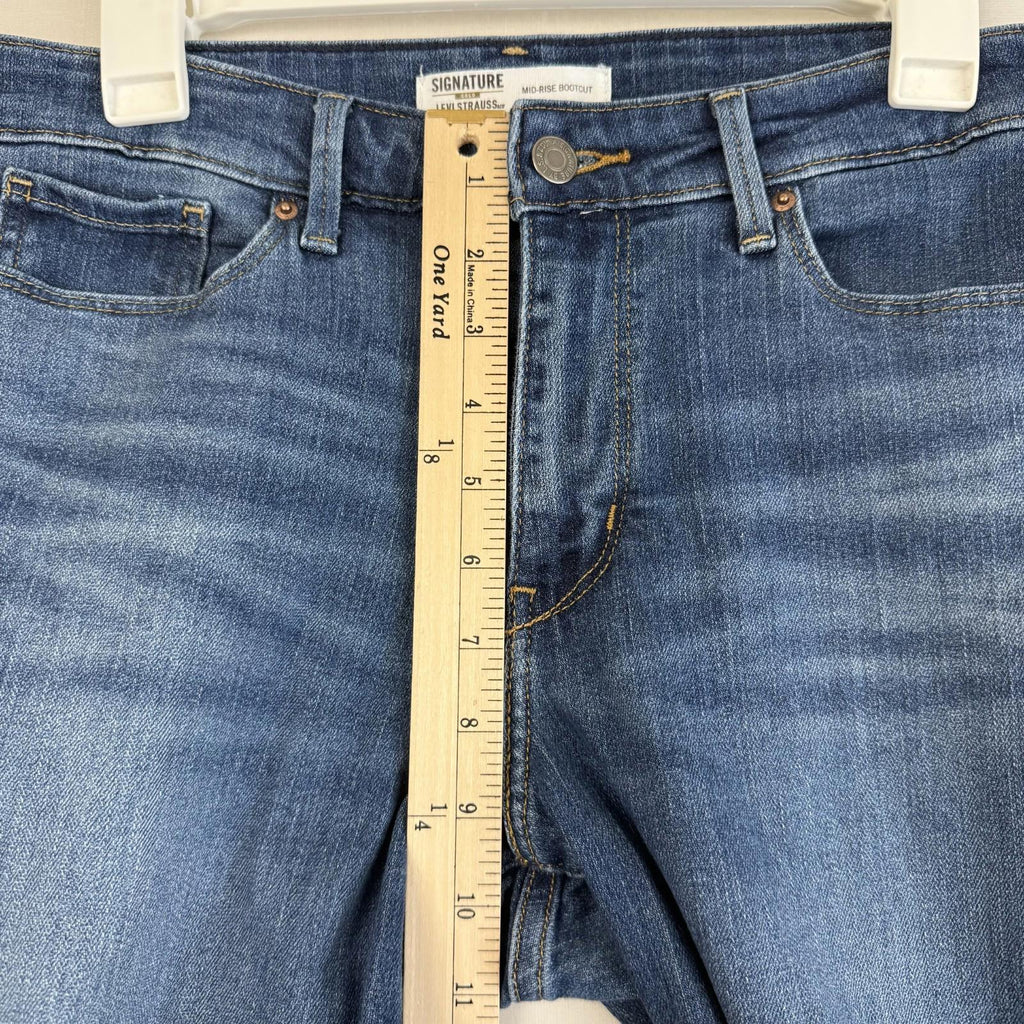 Signature LEVI Strauss Gold Mid Rise Bootcut Womens Sz28 Dark Wash Stretch Jeans