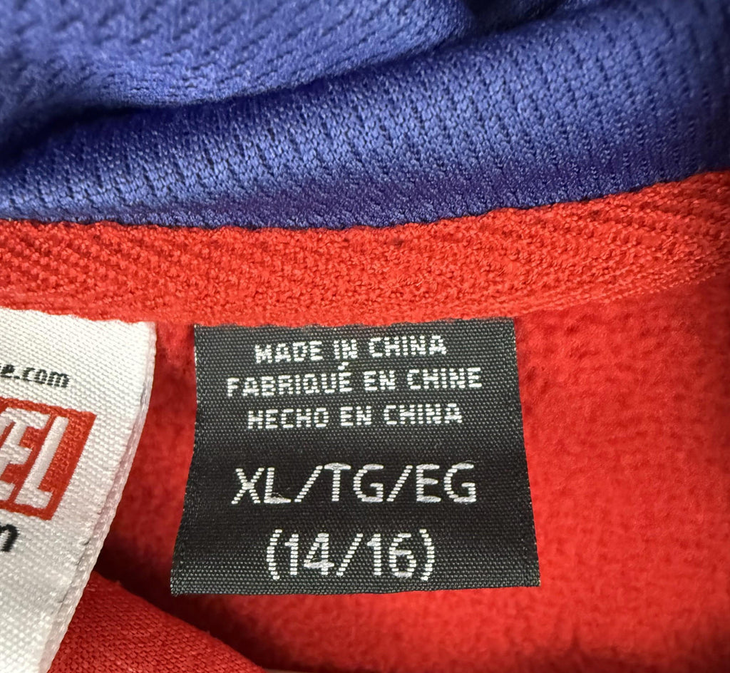 Spiderman Hoodie Youth XL 14/16 Red Blue Spider Logo Pockets Marvel