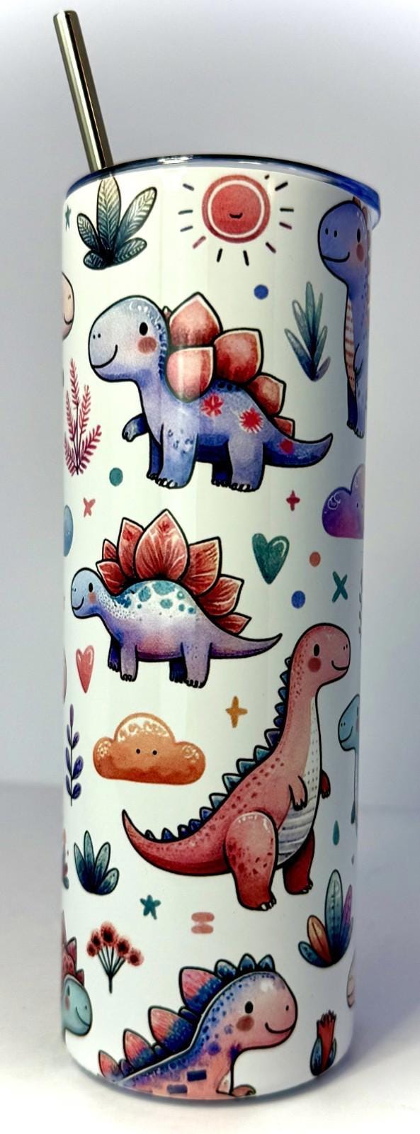 20 oz Dino Stainless Steel Tumbler with Lid, Straw