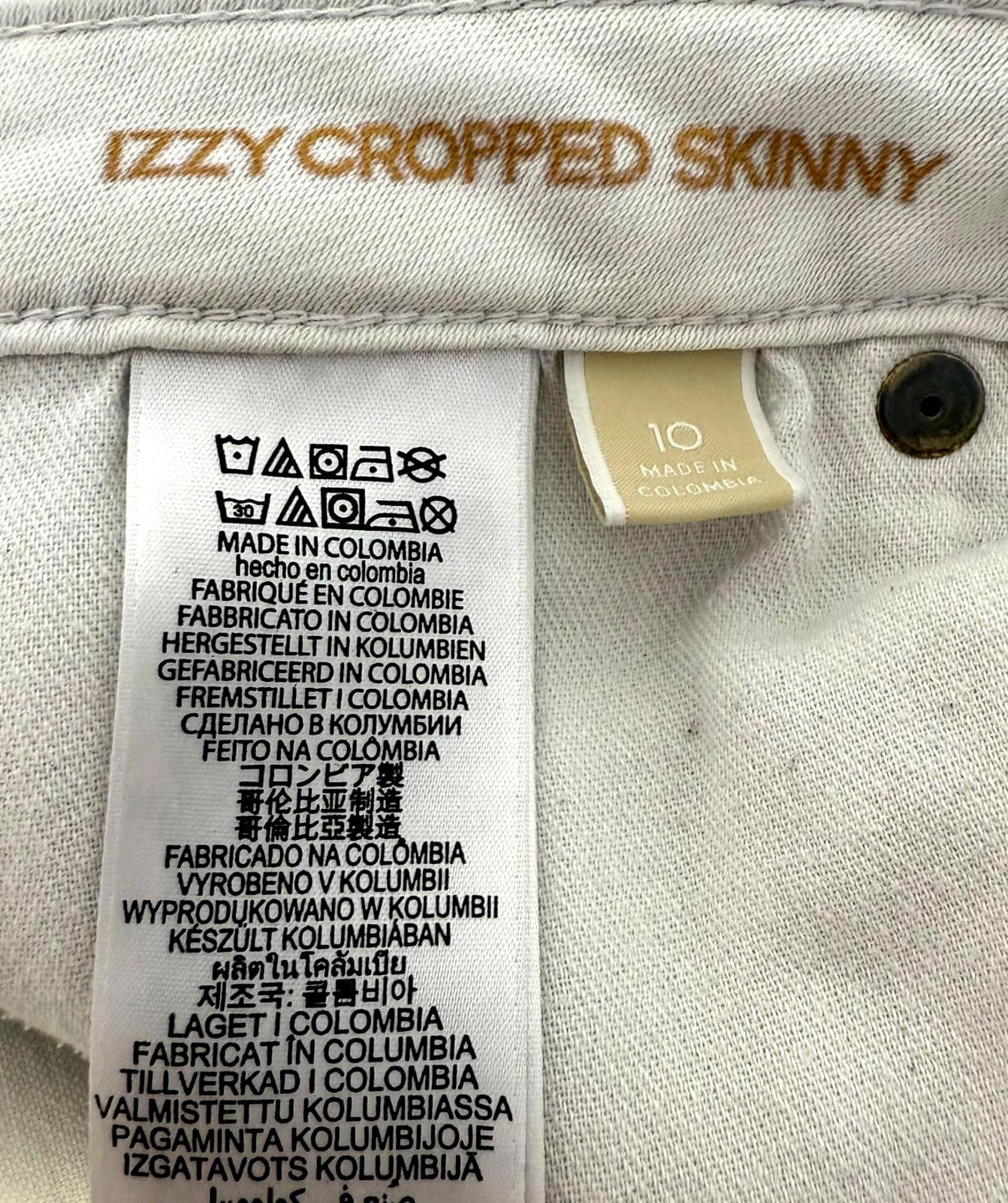 MICHAEL KORS Womens White Izzy Skinny Jeans - Size  Golden Logo