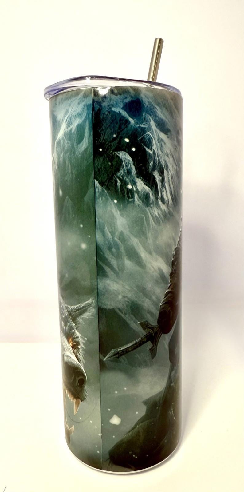 20 oz Viking Wolf Stainless Steel Tumbler with Lid, Straw
