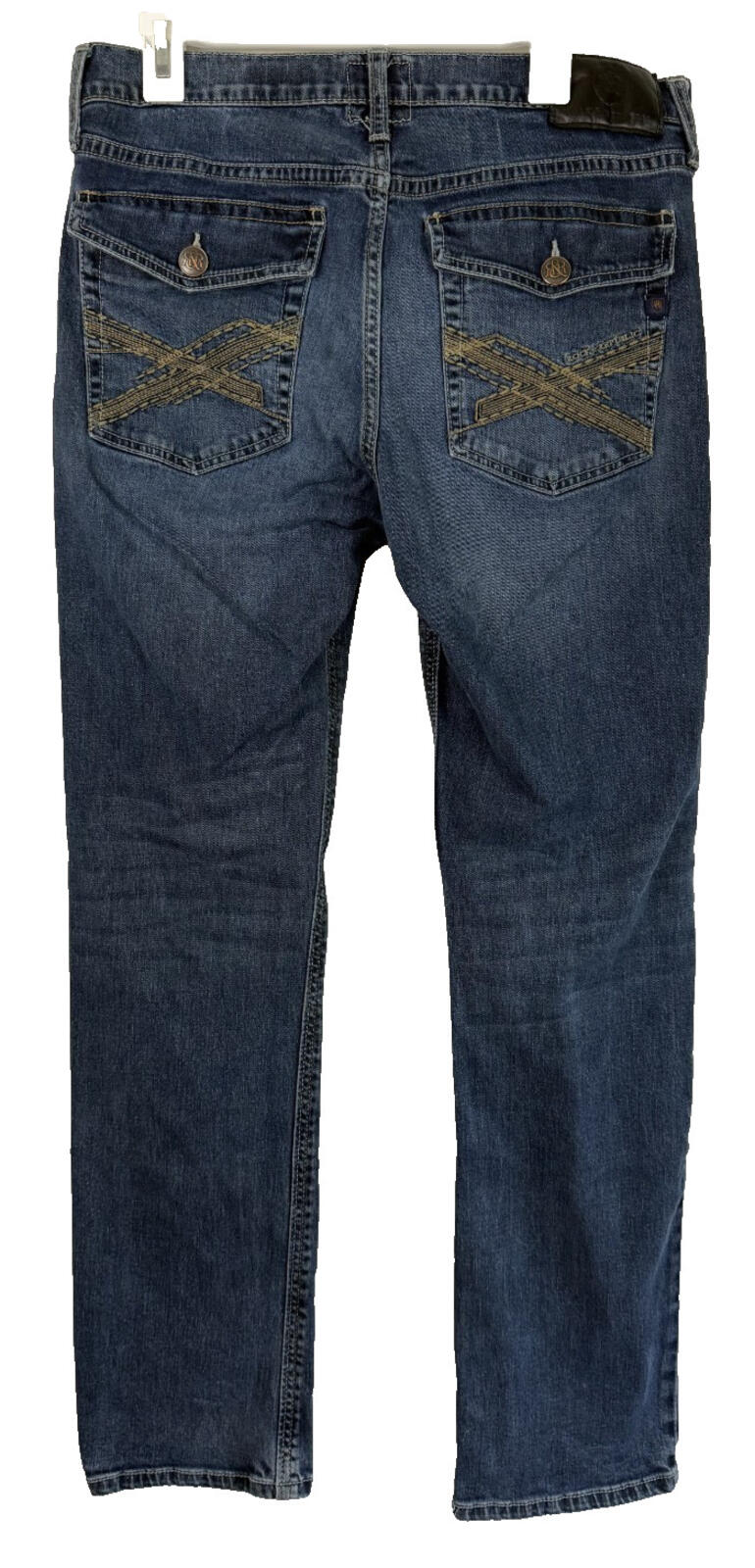 Rock & Republic Neil Straight Mens Sz 34x34 Dark Wash Jeans Stretch Flap Pockets