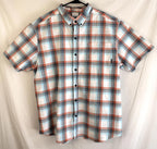 Columbia Button Down Shirt Mens Size XXL 2XL Short Sleeve Blue Plaid Casual