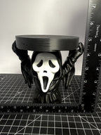 3D Printed Ghostface Candle Jar Holder - Black/White - 5 Inch