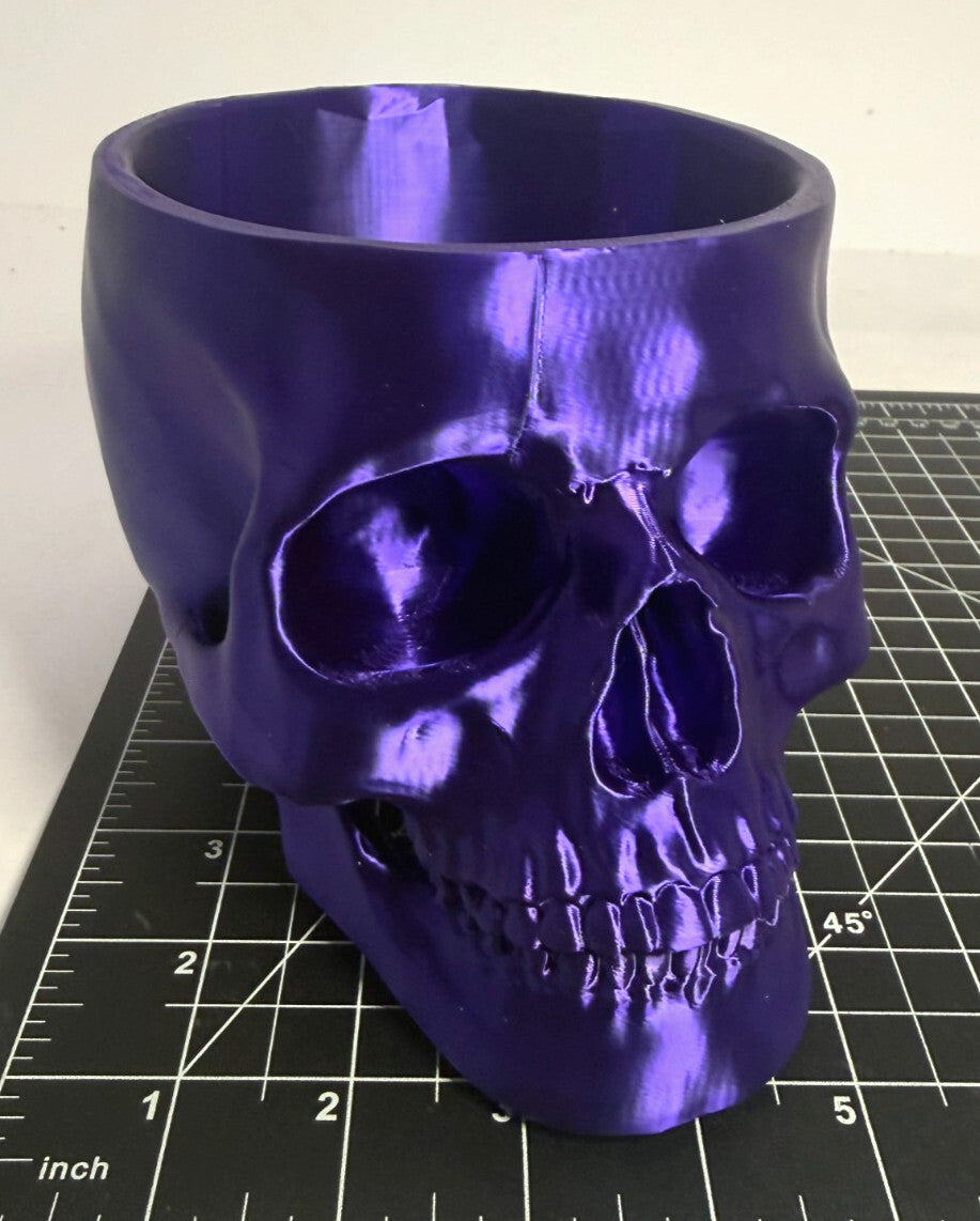 3D Printed Skull-Shaped Bowl - PLA - Purple