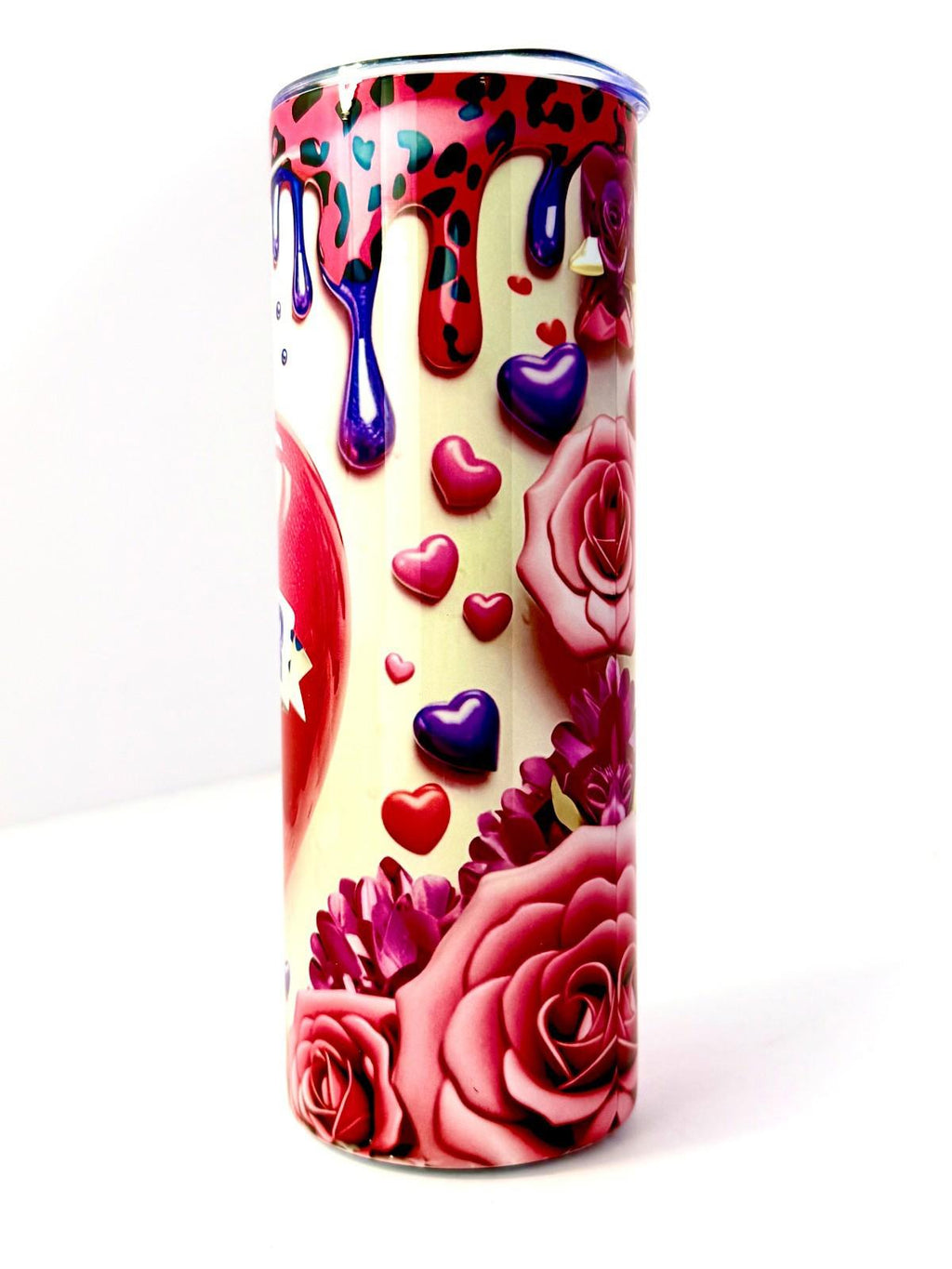 20 oz Teacher Hearts Stainless Steel Tumbler with Lid, Straw