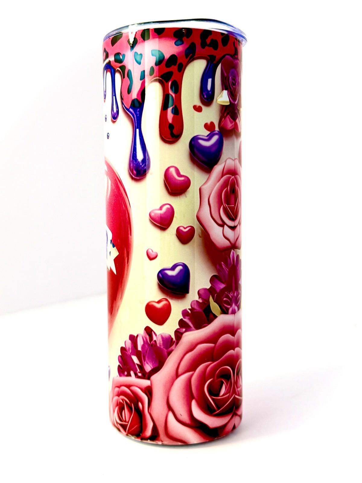 20 oz Teacher Hearts Stainless Steel Tumbler with Lid, Straw