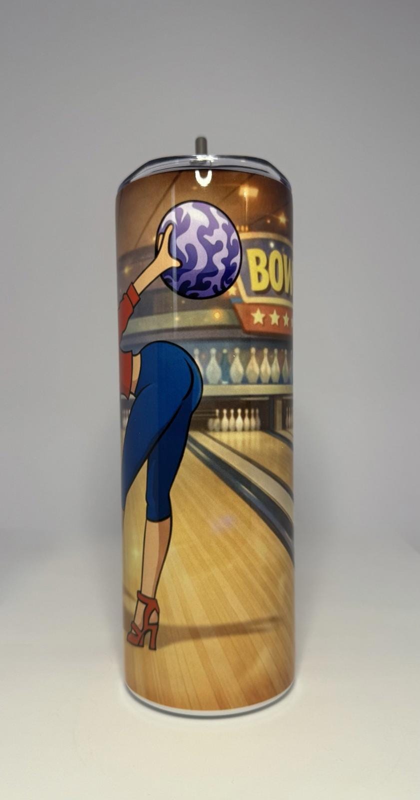 20 oz Bowling Betty Boop Stainless Steel Tumbler with Lid, Straw