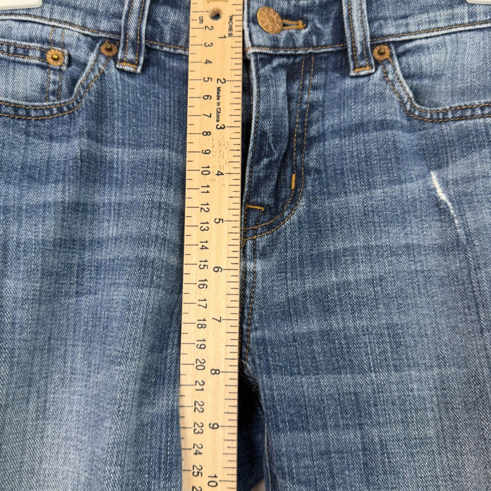 J. Crew Womens Size 26 Skinny Blue Jeans Cotton Blend Stretch Distressed