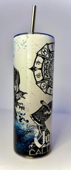 20 oz Vahalla Calling Me Stainless Steel Tumbler with Lid, Straw