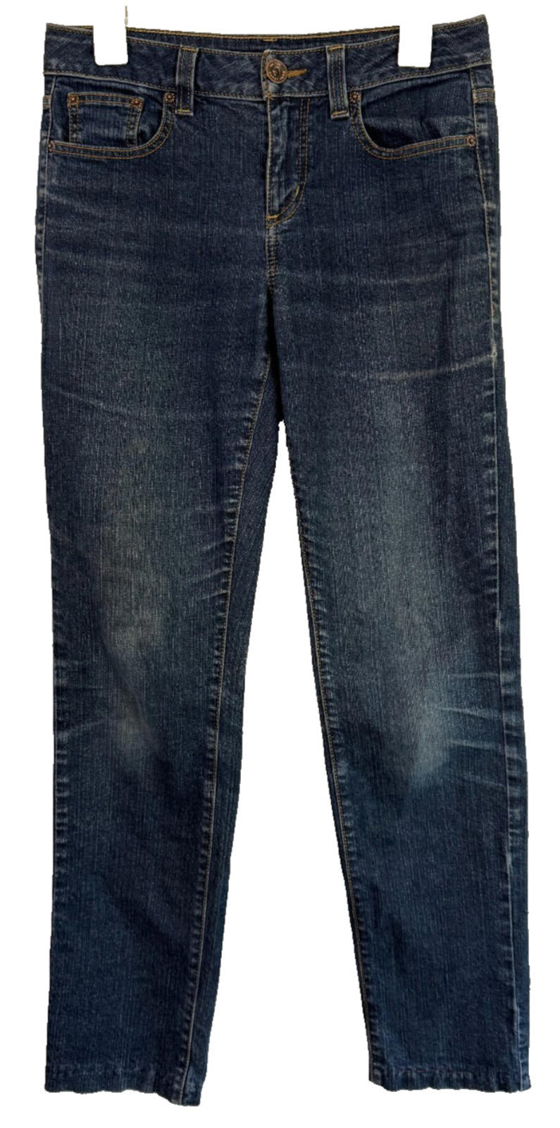 DKNY Slim Straight Jeans Size 6 R Womens Straight Blue Denim Stretch 28x30.5