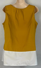 Banana Republic Womens Blouse Sz M 2-Tone Gold and White Polyester Sleeveless